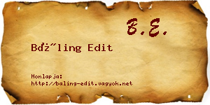 Báling Edit névjegykártya